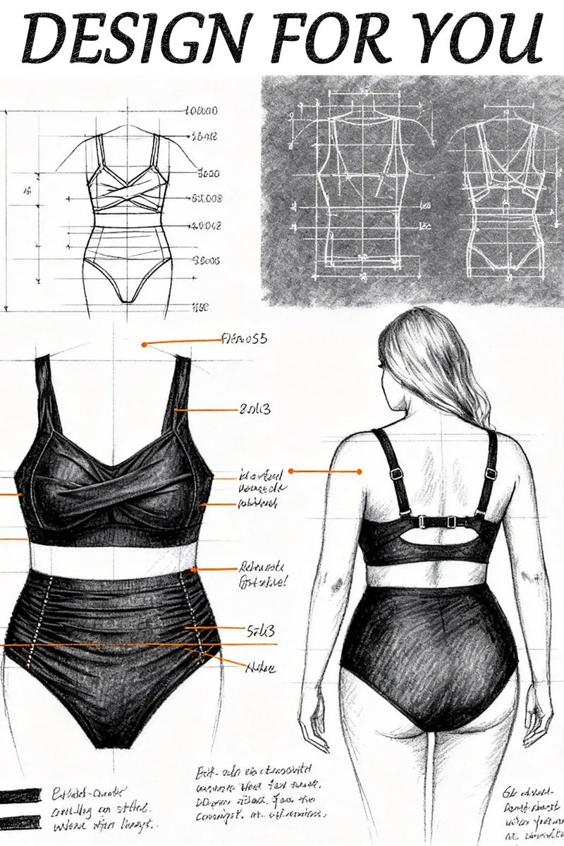 Daci Women's Plus Size Bikini Sets - High Waisted Two-Piece Swimsuits with Tummy Control Black 20 Plus - Image 3